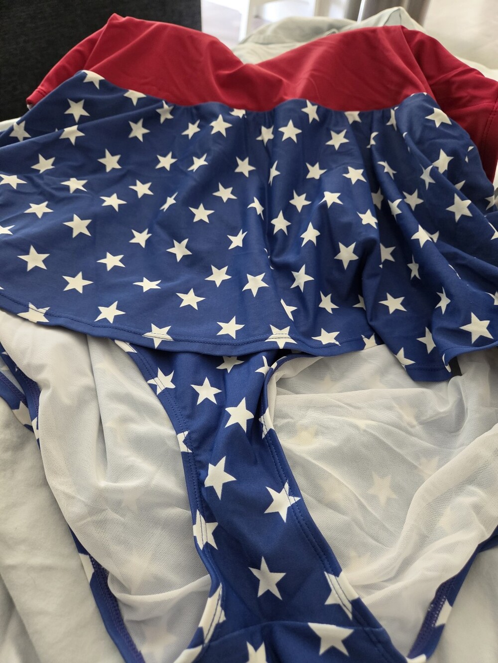Wonder Woman (tm) Red and Gold Star Print One-Piece Swimsuit - Picture 8 of 11